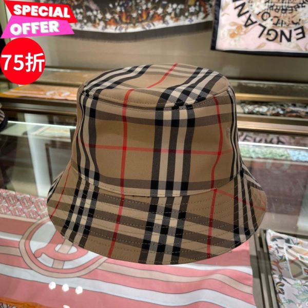 Burberry 80269271 Vintage 格紋棉質混紡漁夫帽  S Burberry、漁夫帽、格紋帽、棉質帽、精品配件、平行輸入、精品平行輸入、100%真品、專櫃真品保證、精品折扣、優惠精品價格、限時優惠、快速配送、台灣精品代購