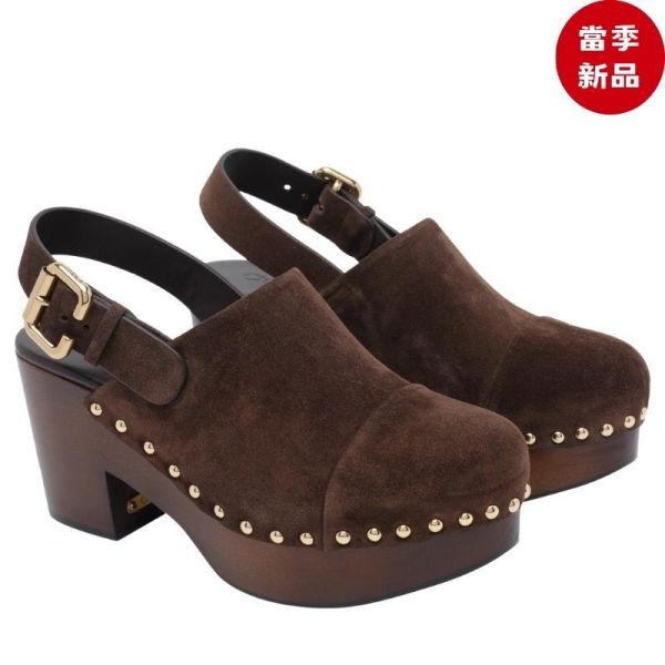 Chloe 女款Jeannette Wedge 麂皮小牛皮木質楔型厚底木屐鞋  Chocolate Brown 巧克力   IT36/37/38 Chloé,Chloé Nama,Nama Sneaker,Nama運動鞋,Chloé運動鞋,軍綠運動鞋,Army Green,厚底運動鞋,登山風運動鞋,Hiking Sneaker,麂皮運動鞋,手工毯式縫線,CH26A00RYP23Q