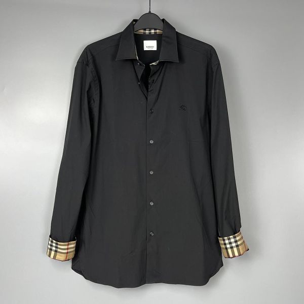 Burberry 男款  80717991 彈力棉質長袖襯衫 /上衣  S/M/L/XL/XXL/XXXL  黑色 