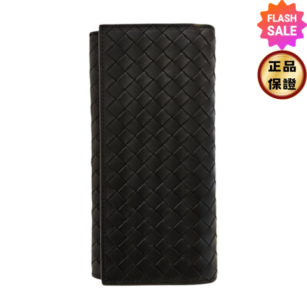 Bottega Veneta 120697 男款翻蓋編織小牛皮長夾/錢包    黑色 Bottega Veneta、編織長夾、小牛皮夾、男士皮件、深棕色、精品皮夾、平行輸入、精品平行輸入、100%真品、專櫃真品保證、精品折扣、優惠精品價格、限時優惠、快速配送、台灣精品代購