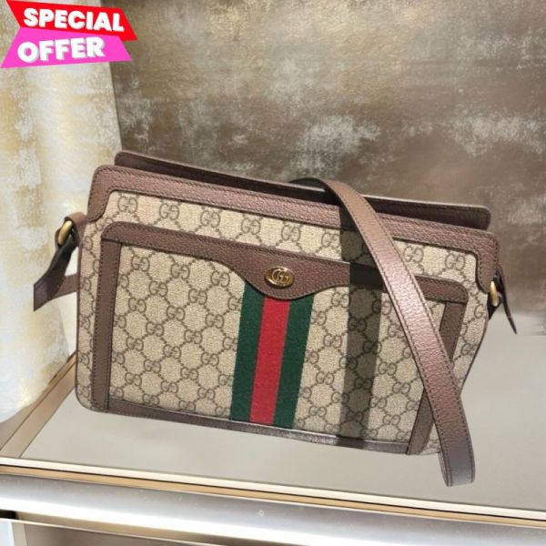Gucci 523354 Ophidia GG Supreme 三層老花郵差斜背包 Gucci斜背包,Ophidia GG Supreme,Gucci紅綠織帶包,中型精品斜背包,GG帆布包推薦,Gucci多夾層包,義大利精品包款,精品平行輸入,100%真品,限時精品優惠