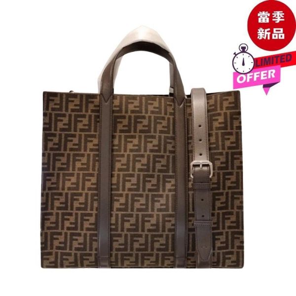 Fendi 7VA390 FF 緹花及皮革托特包  棕色 Fendi、FF托特包、7VA390、緹花包、托特包、皮革包、精品包款、精品包推薦、大型包款推薦、實用包款推薦、精品包評價、精品包價格、平行輸入、精品平行輸入、100%真品、專櫃真品保證、精品折扣、優惠精品價格、限時優惠、快速配送、台灣精品代購、精品包包哪裡買、精品包專櫃價格