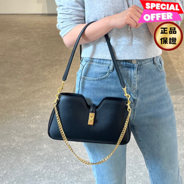 Celine 122073 Camille 16 SOFT 牛皮肩揹包 黑色(附金鍊及皮革肩背帶) CELINE, CAMILLE, 16 SOFT, 牛皮肩揹袋, 義大利製造
