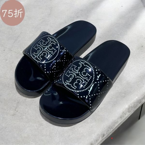 Tory Burch 158656 女款雙T 海灘拖鞋  黑色   US 6/7/8/9 Tory Burch拖鞋, 雙T海灘拖鞋, 黑色經典拖鞋, 夏季休閒鞋, 防水拖鞋, 橡膠鞋底, 時尚女鞋