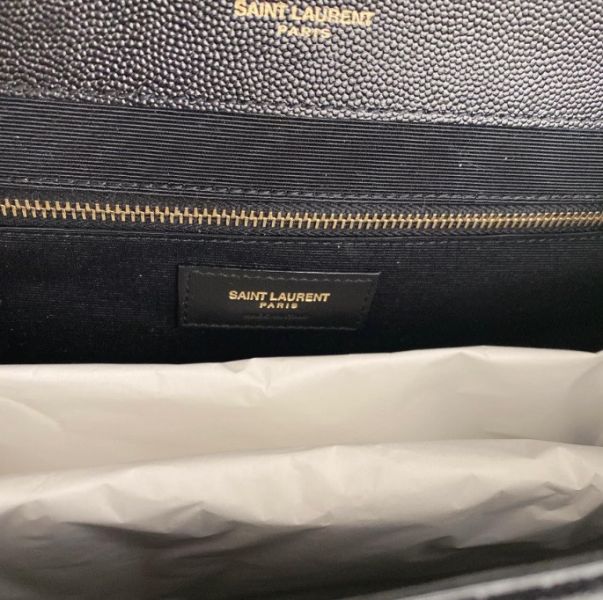 Saint Laurent 600166 YSL Envelope 粒面絎縫皮革大型信封包   黑色 Saint Laurent 600166 YSL Envelope 粒面絎縫皮革大型信封包 黑色