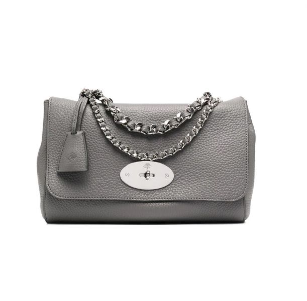 Mulberry HH6634 軟厚粒紋小牛皮手提肩背Lily 包   炭灰色 