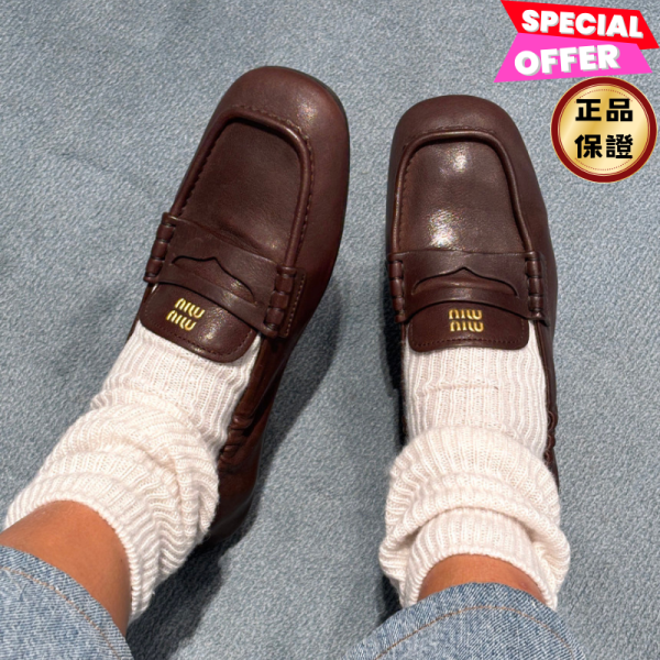 Miu Miu 5D341E Ruches 納帕軟皮樂福鞋  石楠木﻿  IT 35.5/36/37/37.5/38/38.5 Miu Miu, Ruches樂福鞋, 納帕軟皮, 小羊皮, 義大利製造, 時尚單品