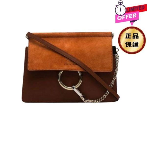 Chloe 小款 Faye 麂皮小牛皮金鍊斜背包  焦糖色 Chloe, Faye, 小款斜背包, 麂皮小牛皮, 焦糖色