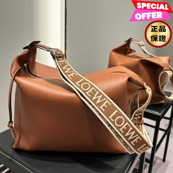 Loewe Cubi 中款柔軟光滑小牛皮緹花斜背包 古銅色 Loewe, Cubi, 緹花, 小牛皮, 斜背包, 西班牙製造