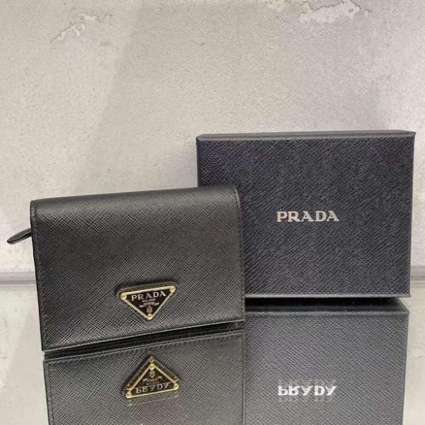 Prada  1MV021 Saffiano 短夾包   黑色 