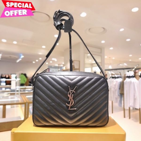 Saint Laurent 761554 YSL Lou 絎縫皮革相機包  黑色﻿ Saint Laurent 肩背袋, Monogram 系列, 絎縫皮革包, 相機包設計, 義大利手工包, 時尚斜背包, 優雅風格