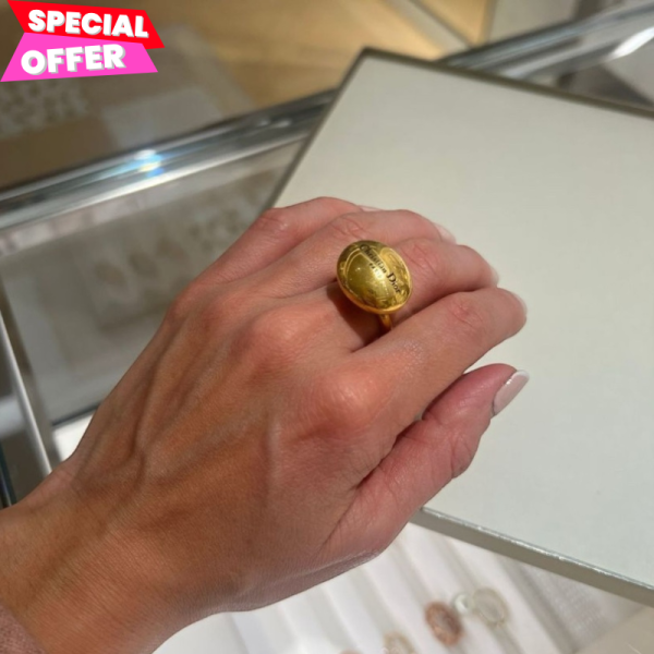 Dior D-Pepite 豌豆戒指  M/52mm﻿ Dior 戒指, Code 戒指組, 金色飾面, 銀色水晶, 德國手工