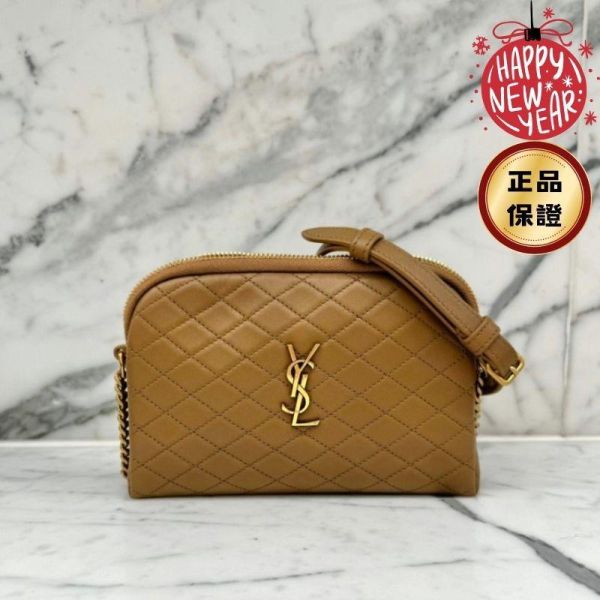Saint Lauent 733667 YSL Gaby 絎縫小貝殼包    棕色 Saint Lauent 733667 YSL Gaby 絎縫小貝殼包    棕色
