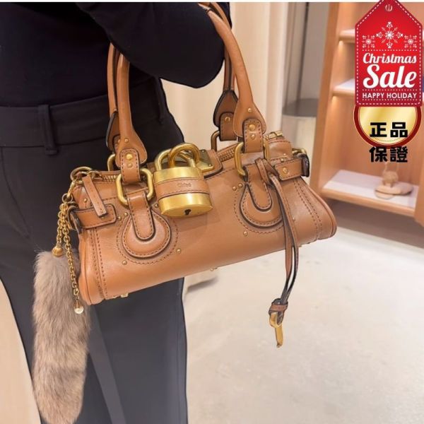 Chloé Paddington 小款水牛皮鎖頭包   野馬棕色 ChloePaddington,Paddington手袋,Chloe小款手袋,水牛皮包,MustangBrown,Chloe經典包,復古鎖頭包,精品肩背包