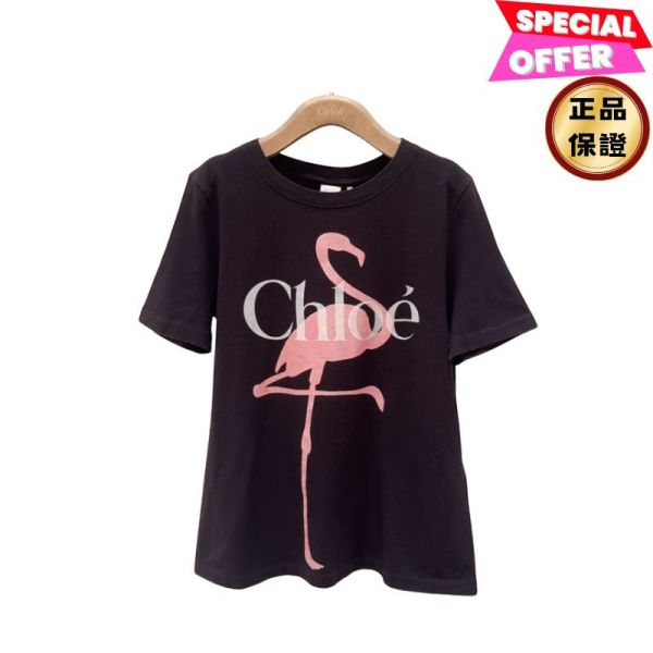 Chloe 女款 Baby Fit 烈火鳥 Logo T-shirt   黑色/粉色  XS/S/M Chloe T-shirt,Baby Fit 上衣,有機棉 T-shirt,精品短袖,Logo 上衣
