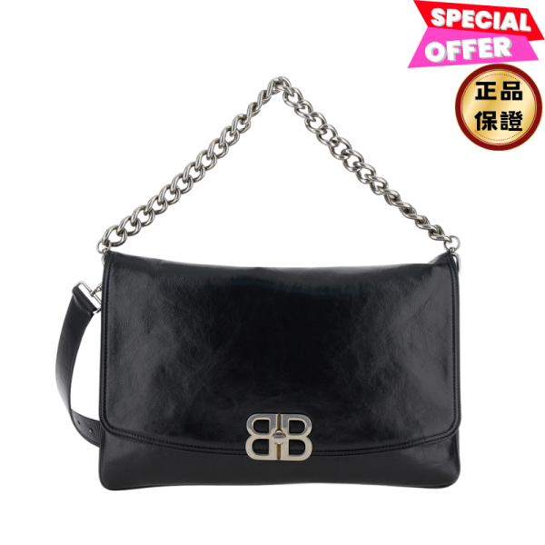 Balenciaga 748488 BB Soft Flap 大型蜜桃小牛皮翻蓋包    黑色/銀鍊 Balenciaga、BB Soft包、小牛皮包、翻蓋包、黑色包包、復古銀扣、平行輸入、精品平行輸入、100%真品、專櫃真品保證、精品折扣、優惠精品價格、限時優惠、快速配送、台灣精品代購