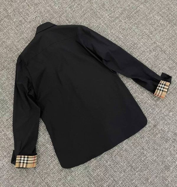 Burberry 男款  80717991 彈力棉質長袖襯衫 /上衣  S/M/L/XL/XXL/XXXL  黑色 