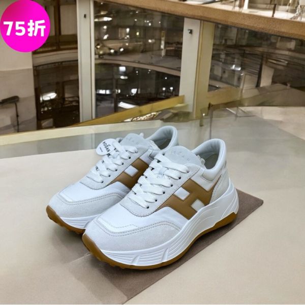 Hogan 女款 H641 麂皮拼接5公分厚底復古運動鞋  灰白配棕色  EU35/36/37 Hogan、H641、麂皮運動鞋、納帕皮革、磨砂皮H標誌、義大利製奢侈品鞋履、記憶泡棉、復古運動鞋、精品運動鞋推薦、精品運動鞋評價、精品運動鞋價格、平行輸入、100%真品、專櫃真品保證、限時優惠、精品鞋履哪裡買