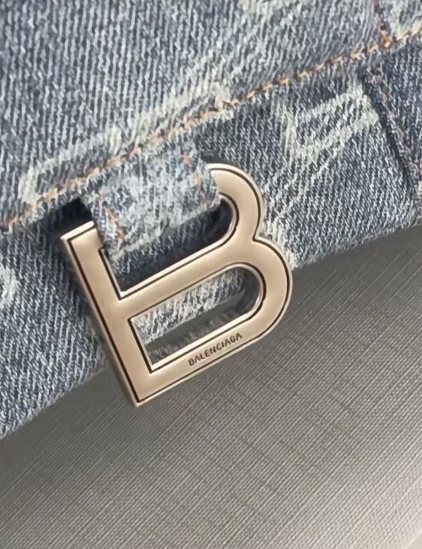 Balenciaga 592833 BB Monogram   Hourglass XS 丹寧沙漏包   水洗藍色﻿ 