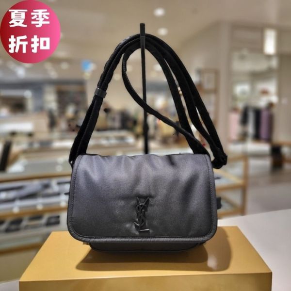 Saint Laurent 776611 Niki 小型 Econyl 尼龍郵差包  黑色 Niki 郵差袋, Econyl® 再生尼龍, 小型肩背包, 義大利手工包, 時尚斜挎包, CASSANDRE 標誌, 實用設計