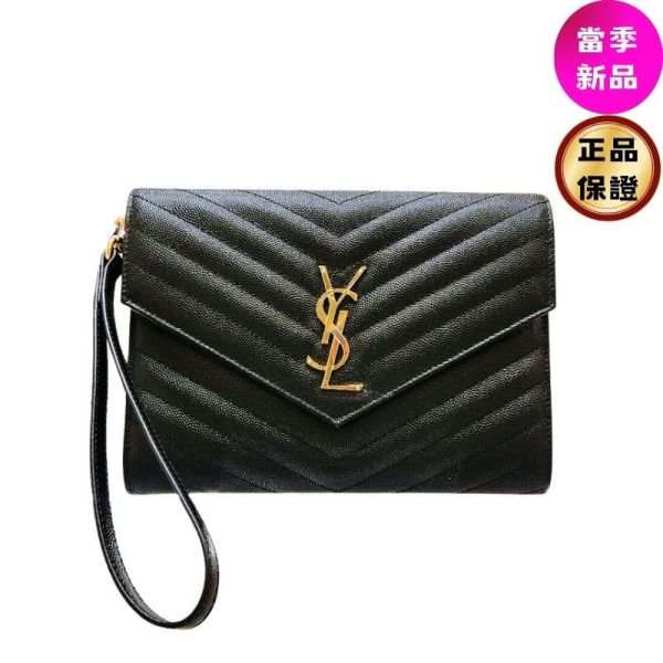Saint laurent YSL 617662 CASSANDRE 絎縫粒面壓紋手拿包  黑色 Saint laurent, CASSANDRE, Matelassé, 手拿袋, 絎縫皮革, 復古桃色, 義大利製造