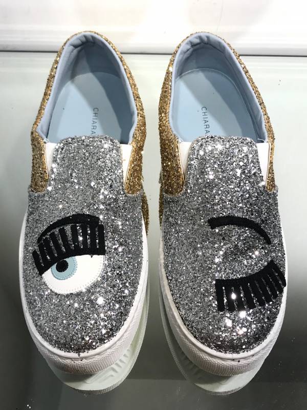 Chiara Ferragni  CF870 金銀配色眨眼厚底樂福鞋  EU 35/36/37/38 