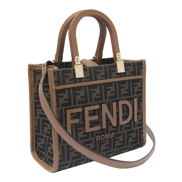 Fendi 8BH394 小款 FF緹花 Sunshine 包    棕色/皮革肩帶 Fendi 8BH394 小款 FF緹花 Sunshine 包   棕色/皮革肩帶