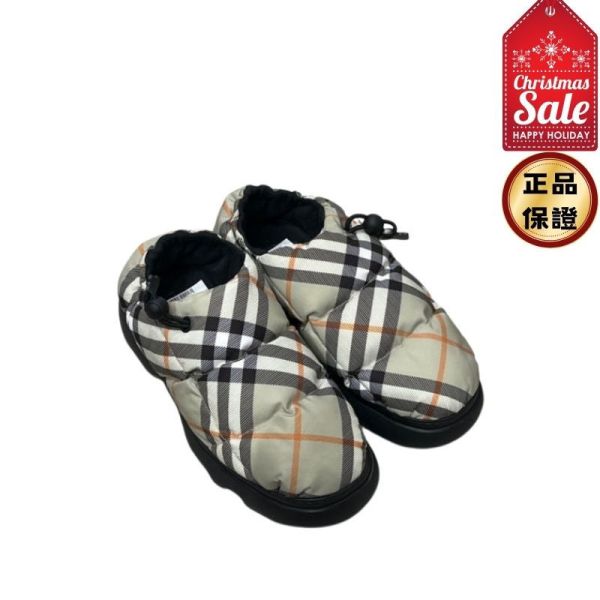 Burberry 80953511 男款格紋枕形襯墊穆勒鞋  米色 IT40/41/42/43/44 Burberry, 穆勒鞋, 格紋鞋款, 尼龍鞋面, 米色, 義大利