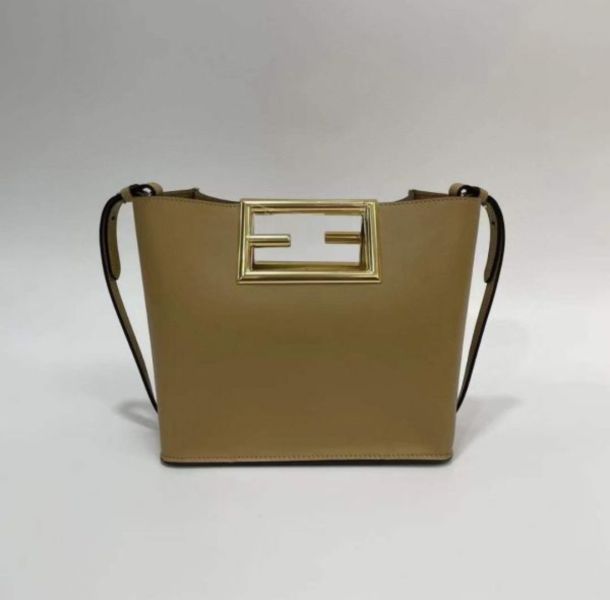 Fendi 8BS054 小牛皮 FF提把 Fendi Way 包   奶茶色 Fendi 8BS054 小牛皮 FF提把 Fendi Way 包   奶茶色