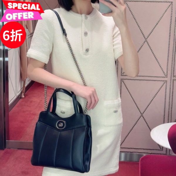 Gucci 745918 Petite GG 小款絎縫皮革托特包  黑色 Gucci Petite GG托特包,小款雙G托特包,黑色絎縫皮革包,Gucci雙G肩背包