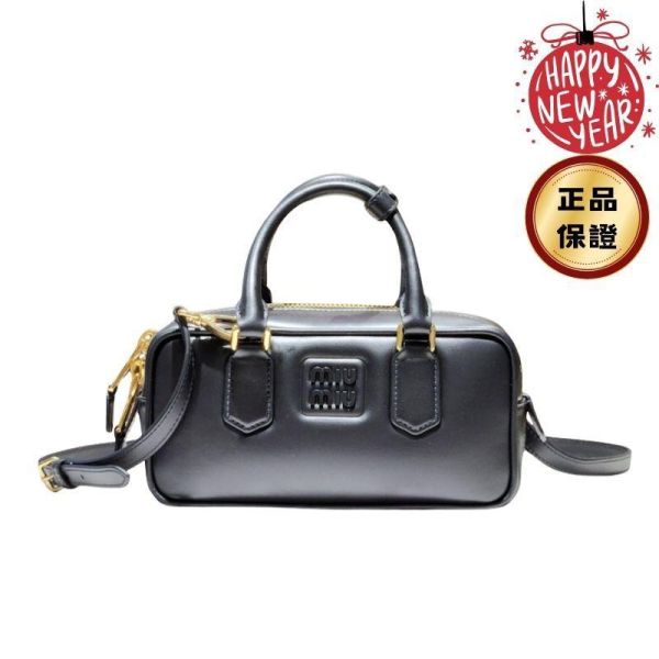 Miu Miu 5BB142 小款 Arcadie 皮革包   黑色 Miu Miu Arcadie手袋, 皮革手挽包, Miu Miu肩背包, 輕襯墊包, 都市風格手袋, 時尚手挽包