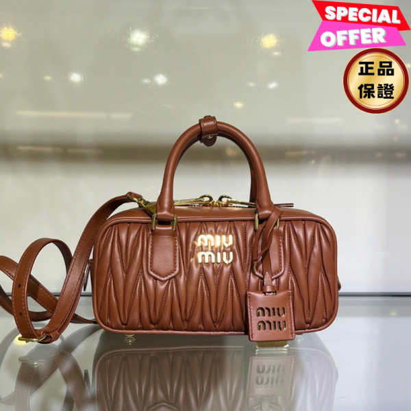 Miu Miu 5BB142 Arcadie Matelasse 皺褶小款納帕皮革包   鐵鏽紅 Miu Miu, 5BB142, Arcadie Matelasse, 皺褶納帕皮革, 酒紅色, 金色飾件, 義大利製造, 時尚單品