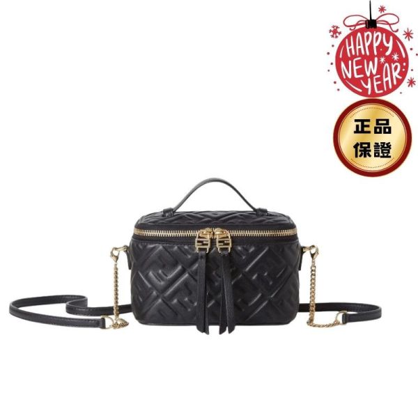 Fendi 8BS108 Vanity FF 壓紋納帕軟皮迷你包   黑色 Fendi, Vanity, FF 壓紋, 納帕軟皮, 迷你包, 斜背包, 義大利製造