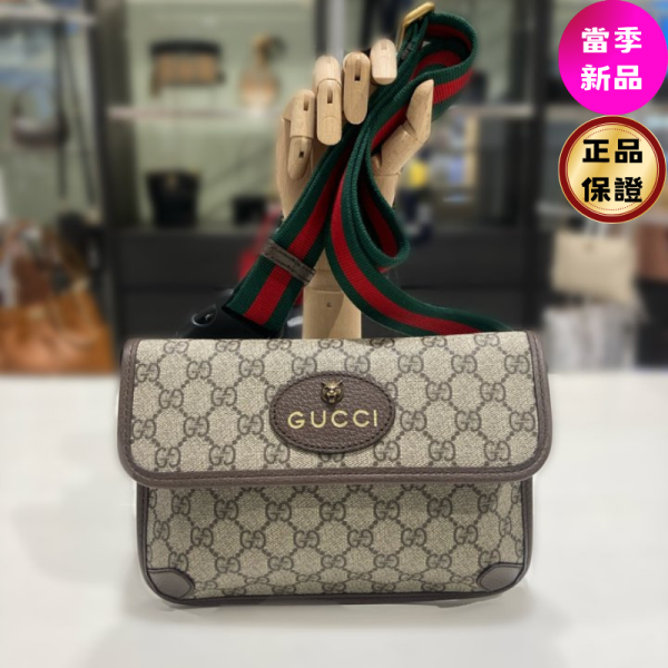 Gucci 493930 GG Supreme 虎頭帆布織帶多功能包    腰包/胸前包/斜背包 Gucci GG Supreme腰包,虎頭腰包,Gucci紅綠織帶胸前包,Gucci多功能斜背包