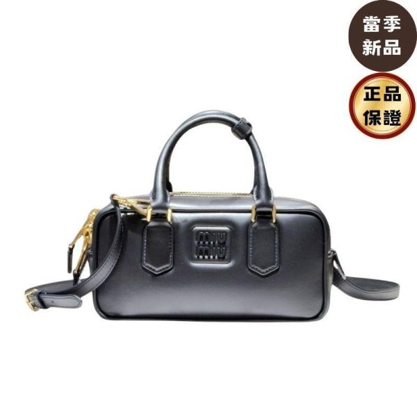 Miu Miu 5BB142 小款 Arcadie 皮革包   黑色 Miu Miu Arcadie手袋, 皮革手挽包, Miu Miu肩背包, 輕襯墊包, 都市風格手袋, 時尚手挽包
