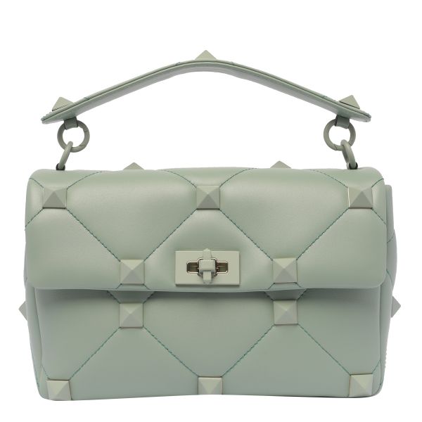 Valentino 大款 Roman Stud 羊皮琺瑯鉚釘包 晨露綠﻿ 