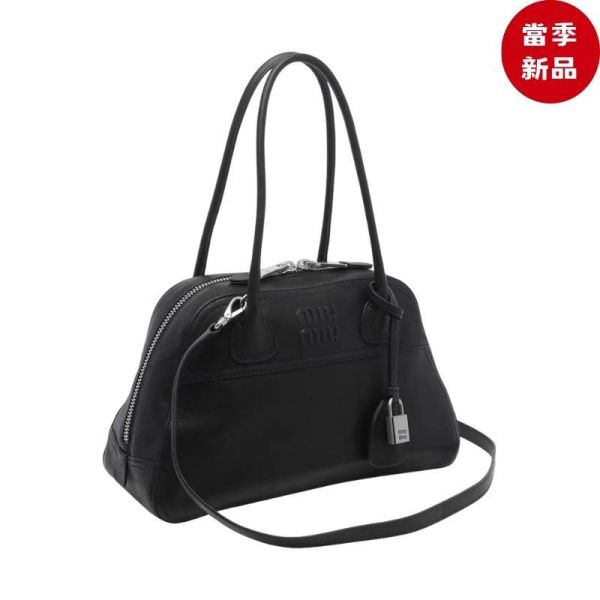 Miu Miu 5BB199 Vivant 納帕軟皮保齡球包  黑色/付長肩帶 Miu Miu,Vivant,Vivant手袋,Miu Miu保齡球包,納帕羊皮包,小羊皮手袋,5BB199