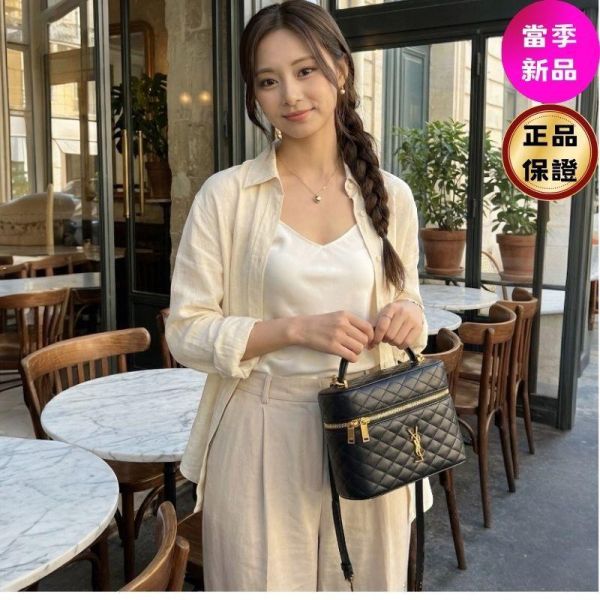 Saint Laurent 851572 GABY Vanity Large 菱格小羊皮化妝包  黑色 Saint Laurent,GABY Vanity,YSL化妝包,小羊皮手袋,義大利製造