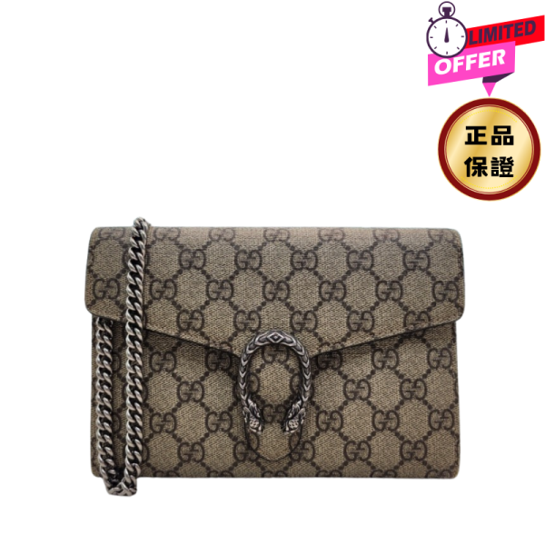 Gucci Dionysus 401231 酒神虎頭釦 WOC 老花帆布小牛皮包 Gucci Dionysus WOC包,Gucci酒神鍊帶包,小款酒神包,GG Supreme防水包