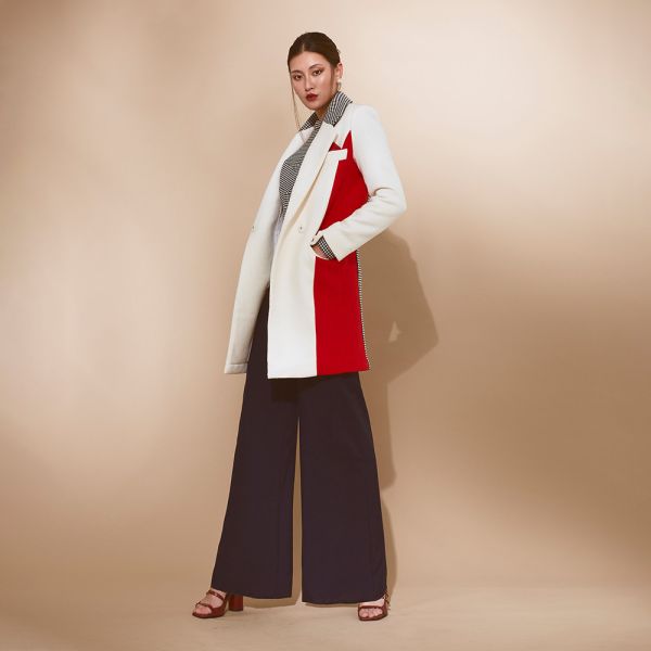 ERIKACHUNG 品牌經典｜格紋拼接羊毛大衣 #erikachung #下著 #裙裝 #高級訂製 #高訂禮服 #高訂時裝 #設計師品牌 #Erika設計師