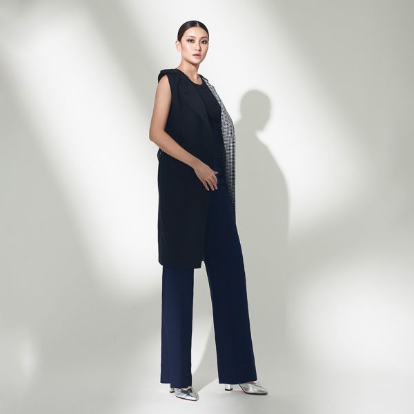 ERIKACHUNG 經典格紋｜格紋撞色長版背心 #erikachung #下著 #裙裝 #高級訂製 #高訂禮服 #高訂時裝 #設計師品牌 #Erika設計師