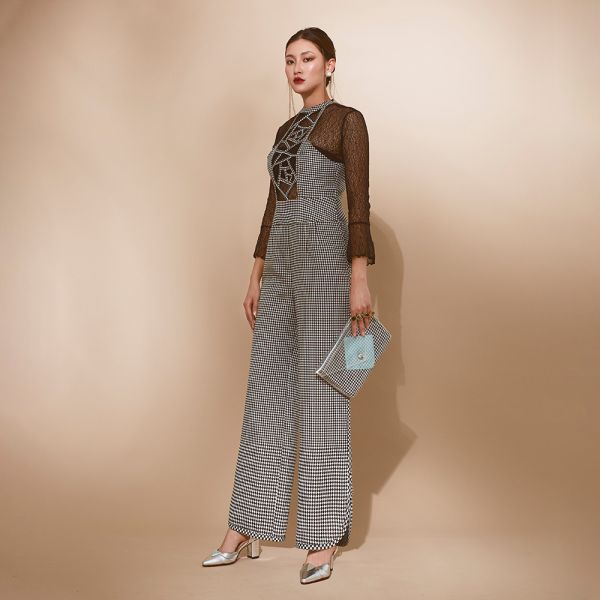 ERIKACHUNG 品牌經典｜格紋玫瑰編織連身褲 #erikachung #下著 #高級訂製 #高訂禮服 #高訂時裝 #設計師品牌 #Erika設計師