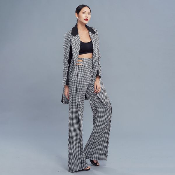 ERIKACHUNG 品牌經典｜格紋腰婁空西裝寬褲 #erikachung #西裝褲 #女士西服 #高級訂製 #女士西裝 #高訂時裝 #設計師品牌 #Erika設計師