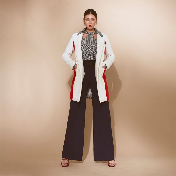 ERIKACHUNG 品牌經典｜格紋拼接羊毛大衣 #erikachung #下著 #裙裝 #高級訂製 #高訂禮服 #高訂時裝 #設計師品牌 #Erika設計師