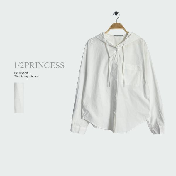 棉麻連帽排釦衫 