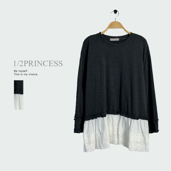 日系拼接蕾絲長版T 