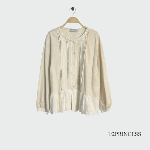 日系棉麻燒花襯衫 