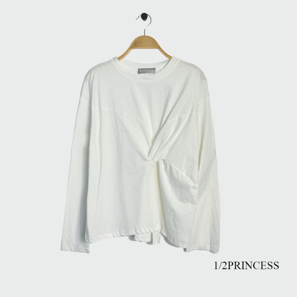 棉質造型扭結長T 