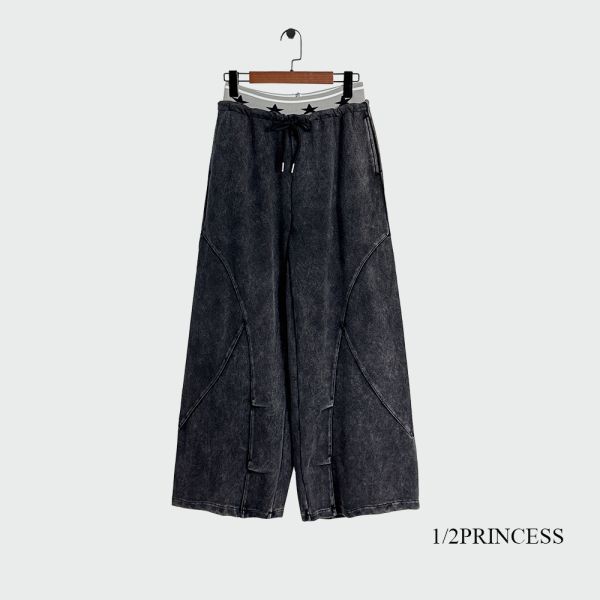 水洗棉星星褲頭寬褲 