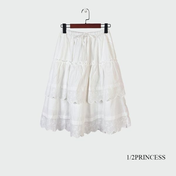 棉麻花邊蛋糕五分裙 